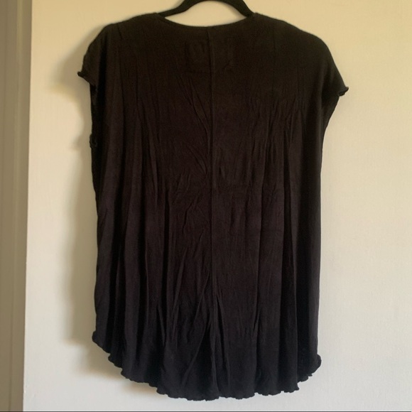 Anthropologie Saturday Sunday Black Clarissa Wrap Short Sleeve Soft Stretchy Top - Picture 4 of 9